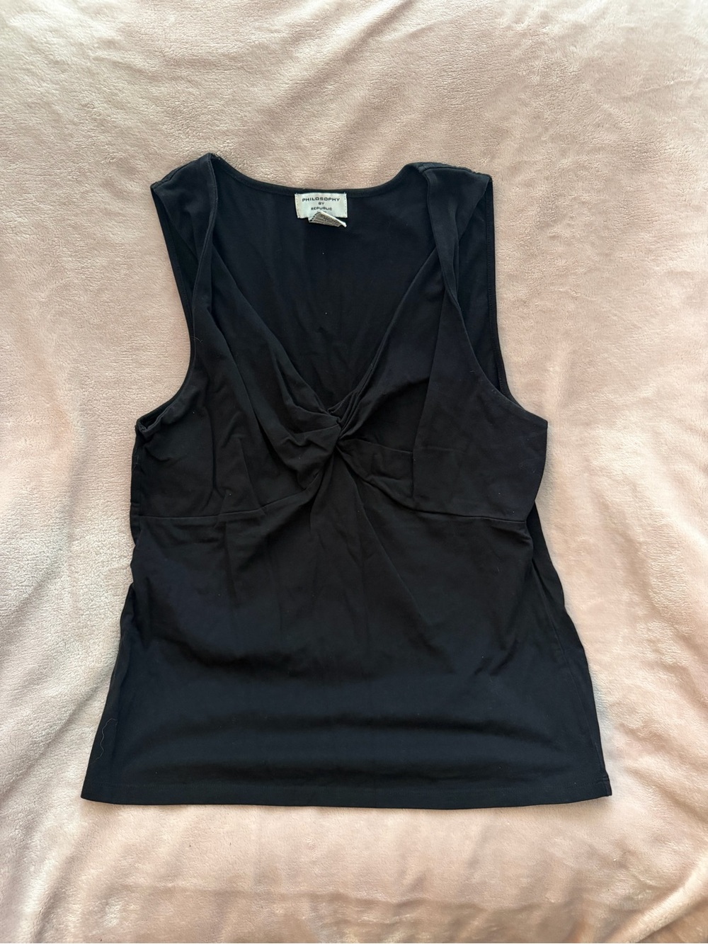 Philosophy Black Front-Knot Sleeveless Tank